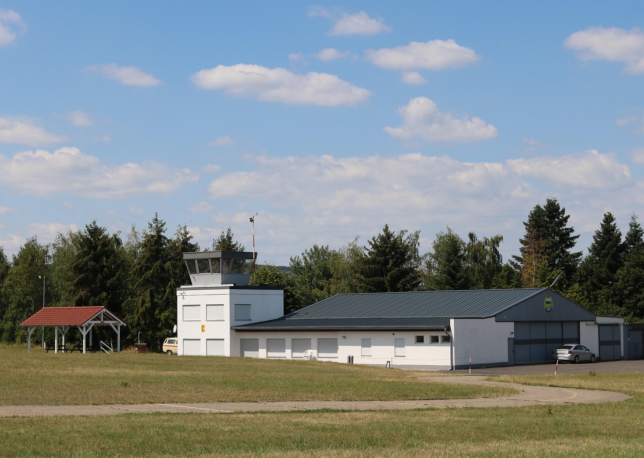airfield, tower, window, control tower, cloud, heaven, building, perspective, blue, glass, facade, forest, carport, automobile, white, carport, carport, carport, carport, carport
